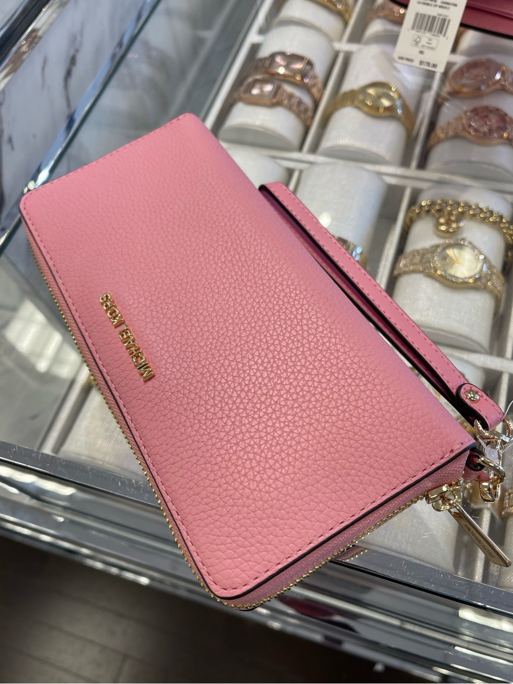 MICHAEL KORS Lg Pebbled Leather Continental Wallet Wristlet Phone Hold
Carnation